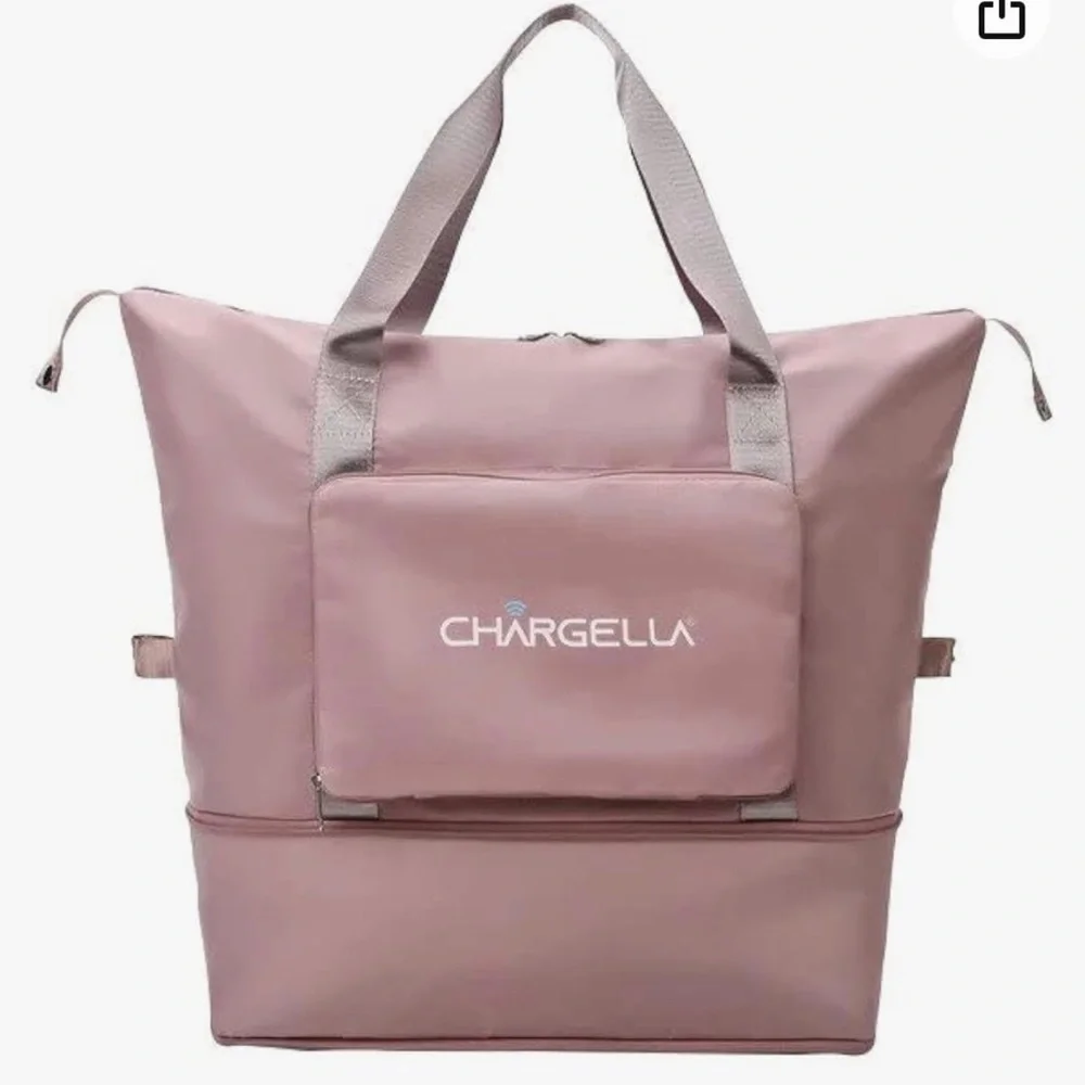 Chargella Large Folding Duffel Tote Bag Shoulder Luggage Handbag Charging Port